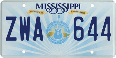 MS license plate ZWA644