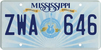 MS license plate ZWA646
