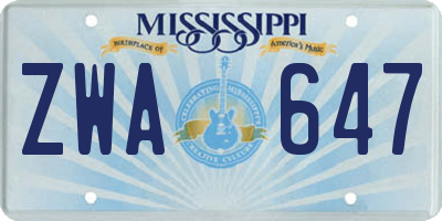 MS license plate ZWA647