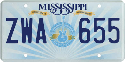 MS license plate ZWA655