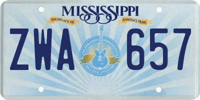 MS license plate ZWA657