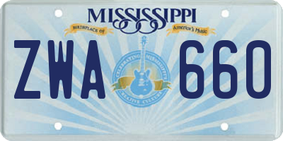 MS license plate ZWA660
