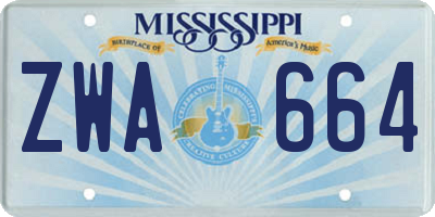 MS license plate ZWA664