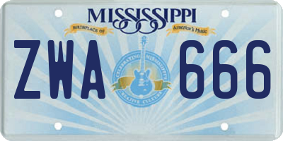 MS license plate ZWA666