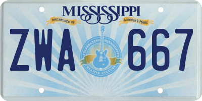 MS license plate ZWA667