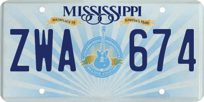 MS license plate ZWA674