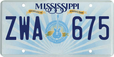 MS license plate ZWA675