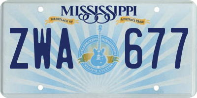 MS license plate ZWA677