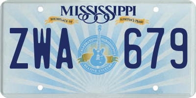 MS license plate ZWA679