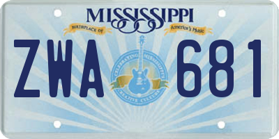 MS license plate ZWA681