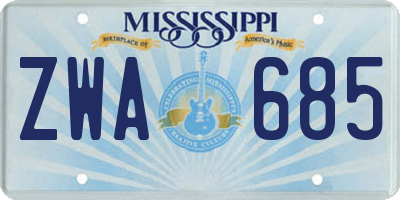 MS license plate ZWA685