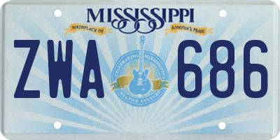 MS license plate ZWA686