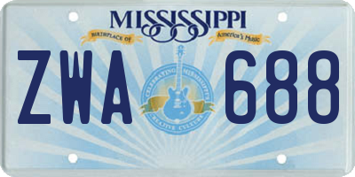 MS license plate ZWA688