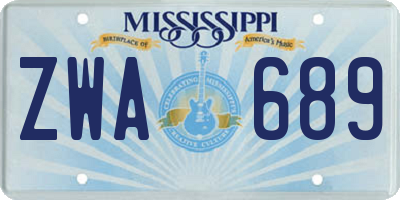 MS license plate ZWA689