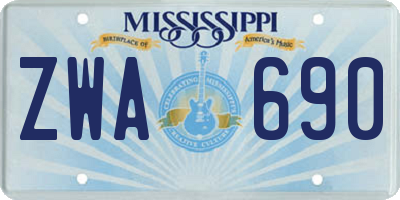 MS license plate ZWA690
