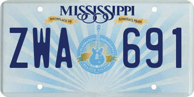 MS license plate ZWA691