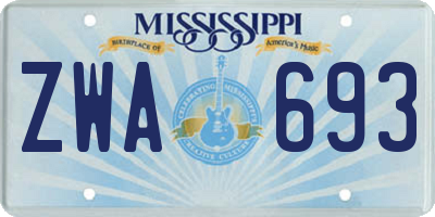 MS license plate ZWA693