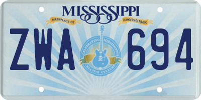 MS license plate ZWA694
