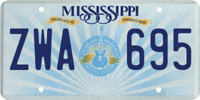MS license plate ZWA695