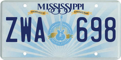 MS license plate ZWA698