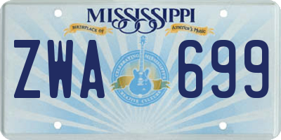 MS license plate ZWA699
