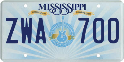 MS license plate ZWA700