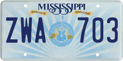MS license plate ZWA703