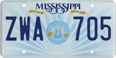 MS license plate ZWA705
