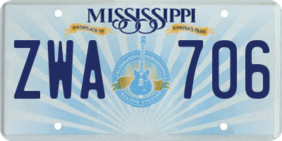 MS license plate ZWA706