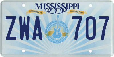 MS license plate ZWA707