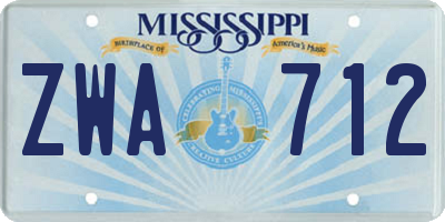 MS license plate ZWA712