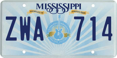 MS license plate ZWA714