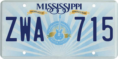 MS license plate ZWA715