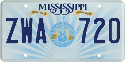 MS license plate ZWA720