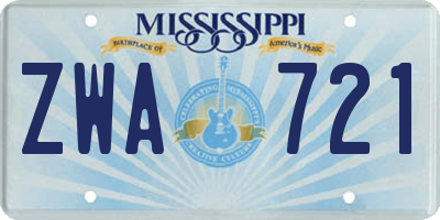 MS license plate ZWA721