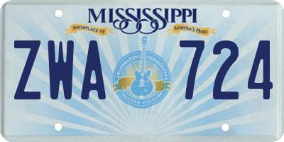 MS license plate ZWA724