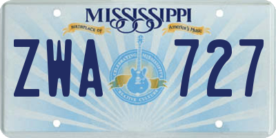 MS license plate ZWA727