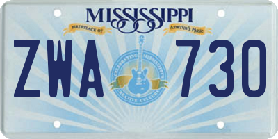 MS license plate ZWA730