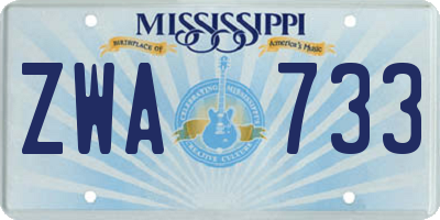 MS license plate ZWA733