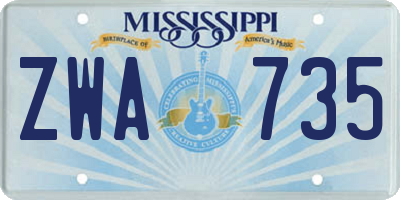 MS license plate ZWA735