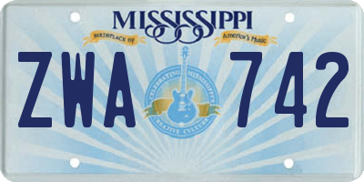 MS license plate ZWA742
