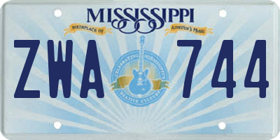 MS license plate ZWA744