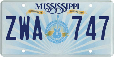 MS license plate ZWA747