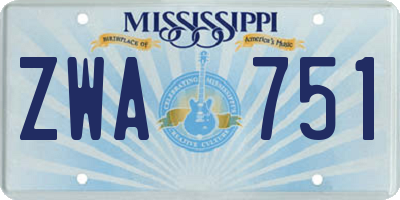 MS license plate ZWA751