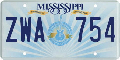 MS license plate ZWA754