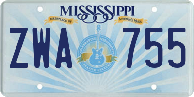 MS license plate ZWA755