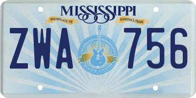 MS license plate ZWA756