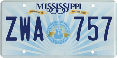 MS license plate ZWA757