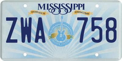 MS license plate ZWA758