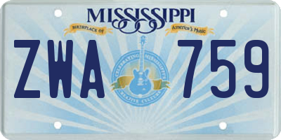MS license plate ZWA759